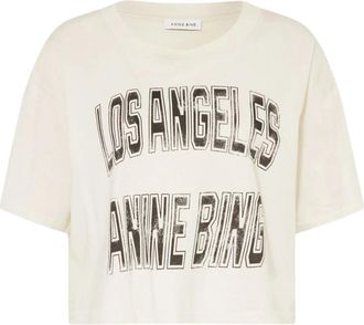 Anine Bing Johnny Cropped Tee - Dames - T-shirts - Beige - S - Tops