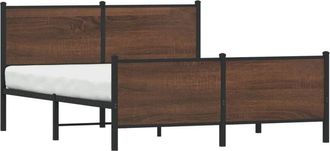 vidaXL Metal Bed Frame without Mattress Brown Oak 160x200 cm vidaXL