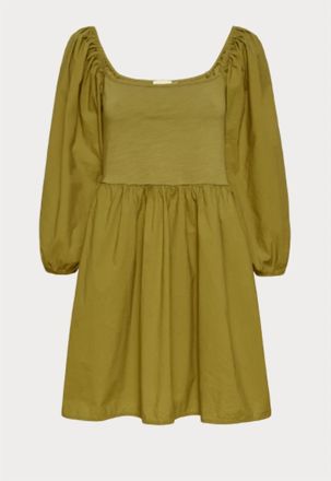 Nation Ltd Heddie Combo Babydoll Dress In Lichen Green