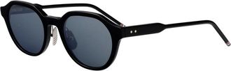 Thom Browne Acetaat Ovalen Zonnebril - unisex - Zonnebrillen - Zwart - 49 MM - Accessoires