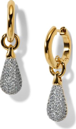 Nadri Gemini Pav&eacute; Huggie Hoop Drop Earrings in Gold at Nordstrom
