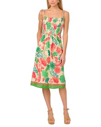 Adrianna Papell Printed Cotton Spaghetti Strap Dress