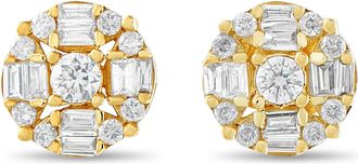 Luxury Bazaar 14K Yellow Gold 0.50ct Diamond Cluster Round Earrings ER29996