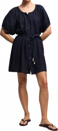 Velvet Kayella Linen Dress In Navy