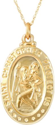Pompeii3 14k Yellow Gold St. Christopher Medal Pendant 1 Tall 2.5 Grams