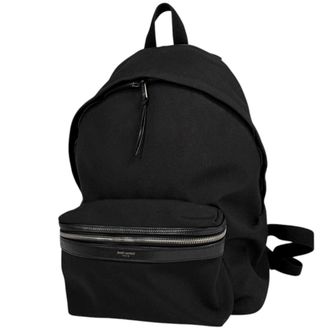 Saint Laurent Black Canvas Leather Backpack (Pre-Owned)