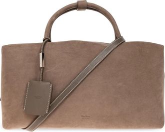 Max Mara Grote Boston tas van nubuckleer - Dames - Handtassen - Bruin - ONE Size - Leer - Tassen