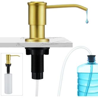 OEM Dispensador De Jab&oacute;n Integrado (500 Ml), Ideal Para La Cocina, Dise&ntilde;o Pr&aacute;ctico Con Cable De Extensi&oacute;n De 1,2 M, Color Dorado - Crezuo