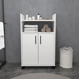 Dmora Armario Multiuso 2 Puertas Marzi, 4 Estantes, 2 Puertas, 3 Huecos, 60x97h Cm Blanco