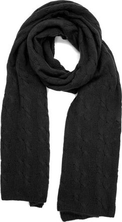 Portolano Cashmere Cable Knit Scarf in Black at Nordstrom Rack
