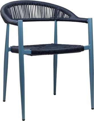 Global Interiors Hochwertiger Design Gartenstuhl Jonah mit Armlehnen - Blau