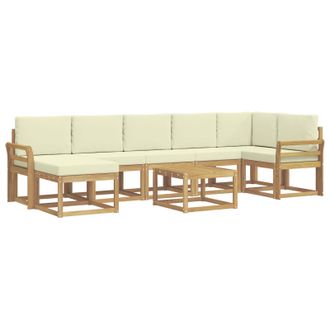 vidaXL Conjunto De Sof&aacute;s De Exterior 8 Pcs Blanco Y Crema Poli&eacute;ster Vidaxl