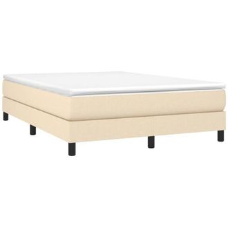 vidaXL Cama Box Spring Con Colch&oacute;n Tela Color Crema 140x200 Cm Vidaxl