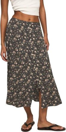 Lucky Brand Simone Floral Midi Skirt in Black Floral at Nordstrom, Size X-Large
