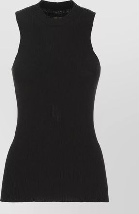 Rick Owens ribbed sleeveless high neck wool knitted top