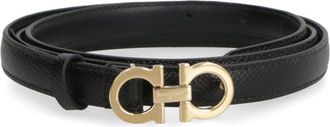 Ferragamo Black Gancini Textured Belt