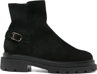 Santoni buckle-fastening boots - women - Calf Suede/Calf Leather/Rubber - 37 1/2 - Black