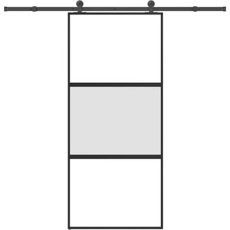 vidaXL Vidaxl - Puerta Corredera Set Herrajes Vidrio Templado Aluminio 90x205cm