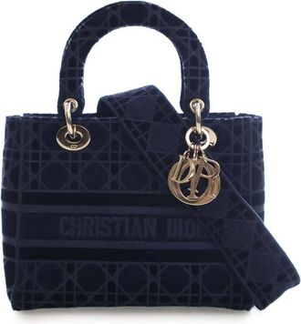 Dior Pre-owned Dior Medium Velvet Cannage Lady D Lite Ladies 50-MA-1200