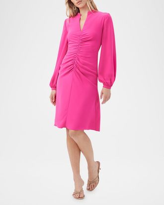 Trina Turk Lora Ruched Blouson-Sleeve Dress