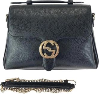 Gucci Pre-owned Interlocking G Leren 2way Tas - Dames - Vintage Handtas - Zwart - ONE Size - Leer - Vintage
