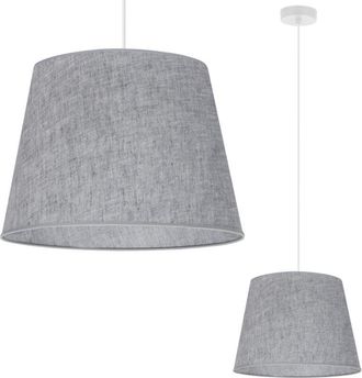 OEM L&aacute;mpara Colgante, Cono De Lino, Blanco, 1 Plana, Pantalla Gris L04 38cm