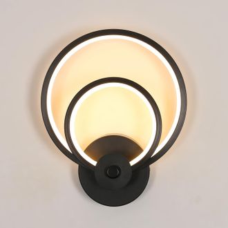 OEM Aplique De Pared Led Para Interiores, L&aacute;mpara De Pared Moderna Negra De 12 W, Luz C&aacute;lida De 3000 K, Aplique De Pared Redondo Creativo Para Sala De Est