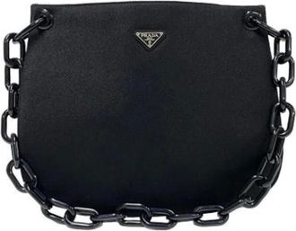 Prada Pre-owned Shoulder Bags, female, Black, Size: ONE SIZE Pre-owned Canvas Shoulder Bag
