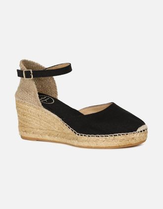 Toni Pons Womens Caldes Womens Wedge Heel Espadrille Sandals - Black - Size: 2