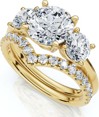 Pompeii3 Certified 2 1/2Ct Athena Engagement & Wedding Ring Set 14k Gold or Pt Lab Grown