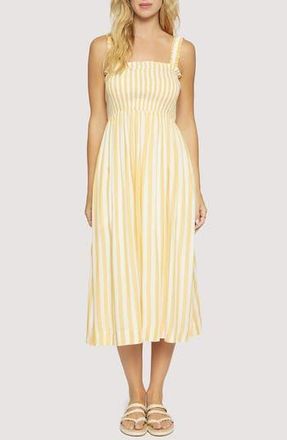 Lost + Wander Sunburst Glow Stripe Midi Sundress in Yellow White at Nordstrom Rack, Size Small