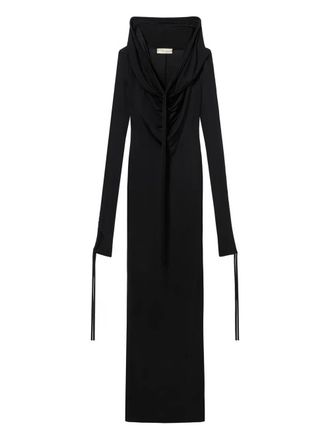 Blumarine hooded maxi dress - women - Viscose/Elastane - 44 - Black