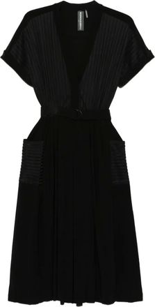 Norma Kamali Abito plissettato a righe - Nero