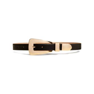 Khaite Belts, female, Black, 85 CM, Lucca Belt Gold Buckle (30mm)