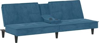 vidaXL Sof&aacute; Cama Con Portavasos Terciopelo Azul Vidaxl