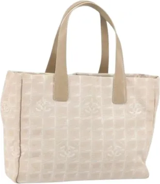 Chanel Pre-owned Tote Bags, female, Beige, Size: ONE SIZE Pre-owned Vintage Nylon Tote Bag