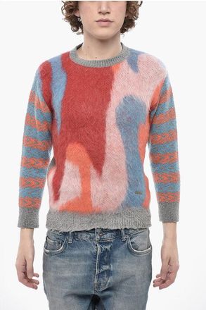 Dsquared2 Maglia Girocollo in Misto Mohair con Motivo Tie Dye taglia M