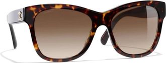 Chanel Square Zonnebrillen - Dames - Accessoires - Bruin - Maat: 56 MM