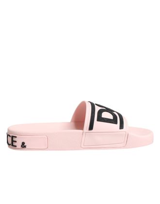 Dolce & Gabbana Pink Rubber Slides Sandals Beachwear Womens Shoes