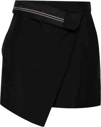 Fendi folded-waist wrap shorts - women - Mohair/Wool - 40 - Black
