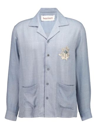Baziszt Chitin front-pocket floral-embroidered shirt - Blu