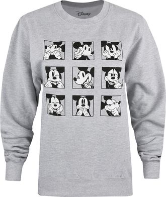 Disney Dames/Dames Mickey Mouse Gezicht Crew Hals Sweatshirt (Sportgrijs)
