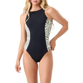 Roxy Surfers Paradise Open Back One-Piece Swimsuit in Black Combo at Nordstrom, Size X-Small