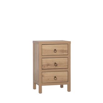 Klast Mesita de noche 3 cajones efecto madera natural 45 cm x 70 cm