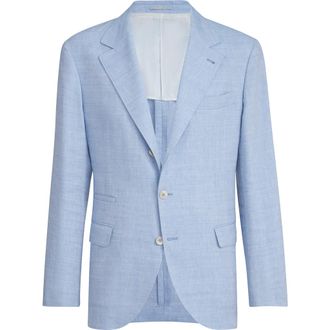 Brunello Cucinelli Chevron deconstructed blazer in Azure at Nordstrom, Size 54 It