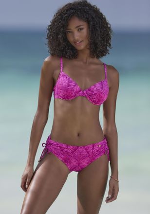 Jette B&uuml;gel-Bikini-Top JETTE Floretta, Damen, Gr. 36, Cup B, lila (beere bedruckt), Recycling-Polyamid, bedruckt, Bikini-Oberteile B&uuml;gel-Bikini-Top, in Ton 