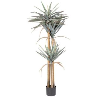 BIZZOTTO Pianta artificiale Yucca con vaso in plastica nero, con foglie in plastica -80x75x152h cm