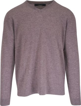 Kinross Cashmere Trui met V-hals - Beige