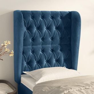 vidaXL Cabecero Con Orejas De Terciopelo Azul Oscuro 83x23x118/128 Cm Vidaxl