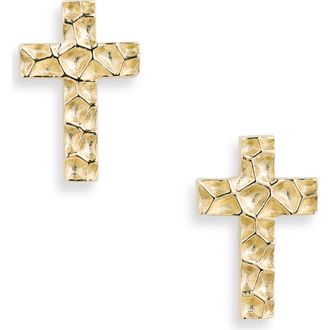 Bony Levy 14K Gold Cross Stud Earrings in 14K Yellow Gold at Nordstrom